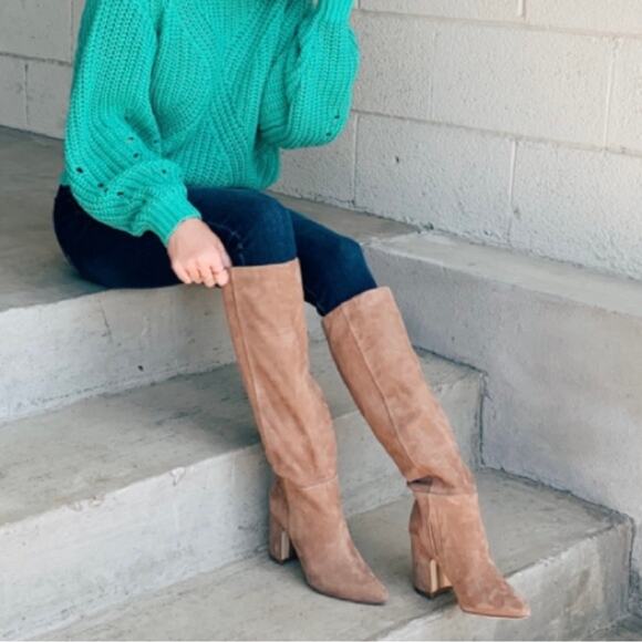 Sam Edelman Hiltin Hai Camel Knee-High Suede Boots 8 - Picture 8 of 10